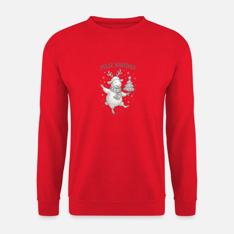 Feliz Navidad Sheep with Christmas Tree - Unisex Sweatshirt - red