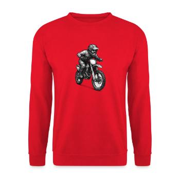 Motocross Rider Illustration - Unisex Pullover - Rot - Vorne - Alina (178cm) & Michal (187cm)