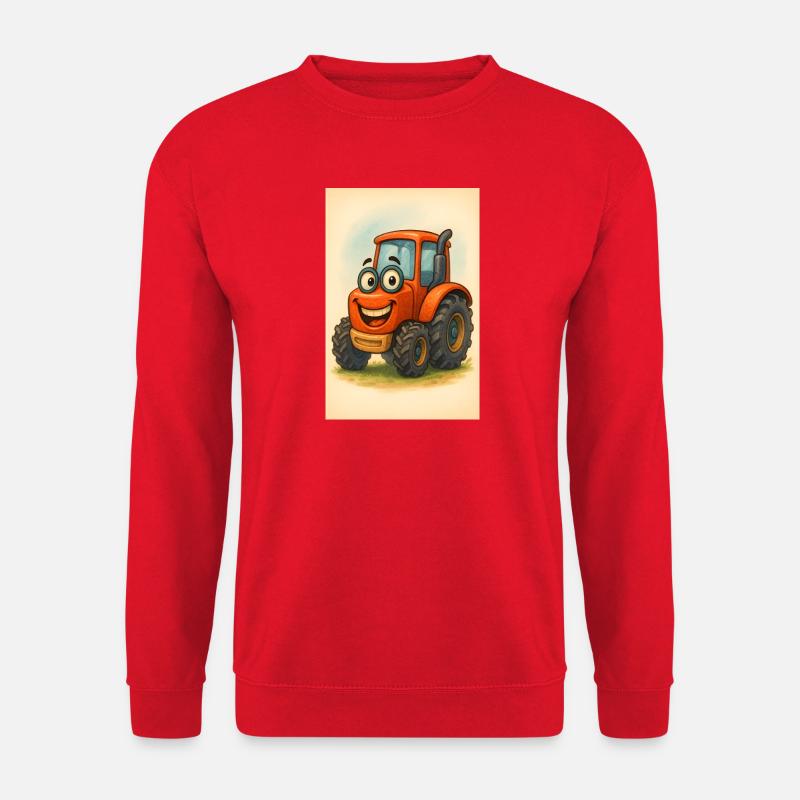 Glücklicher Traktor mit Gesicht - Unisex Pullover - Rot