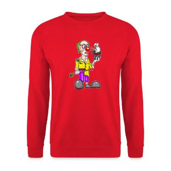Clown & Lapin – Dessin animé magique drôle - Sweat-shirt Unisexe - rouge - Devant - Alina (178cm) & Michal (187cm)