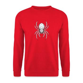 Dessin géométrique d’araignée - Sweat-shirt Unisexe - rouge - Devant - Alina (178cm) & Michal (187cm)