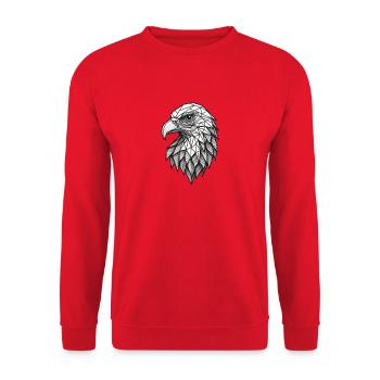 Geometric Eagle Head – Line Art - Unisex Sweatshirt - red - Front - Alina (178cm) & Michal (187cm)