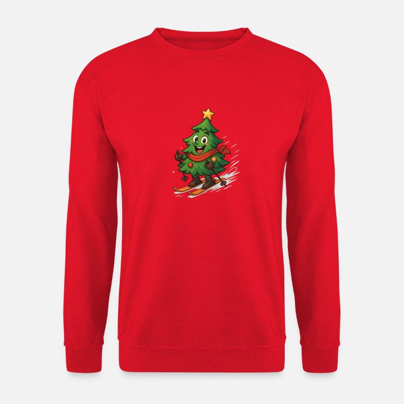 Weihnachtsbaum auf Skiern - Unisex Pullover - Rot