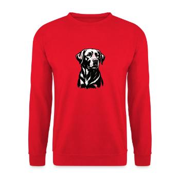 Labrador Hund Illustration – Detailliertes Desig - Unisex Pullover - Rot - Vorne - Alina (178cm) & Michal (187cm)