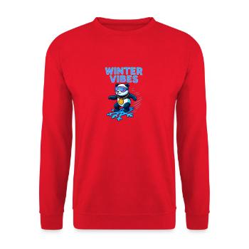 Winter Vibes Panda Neon - Unisex Pullover - Rot - Vorne - Alina (178cm) & Michal (187cm)