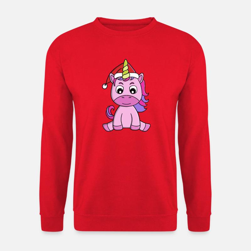 Weihnachtshut Festliches Einhorn - Unisex Pullover - Rot