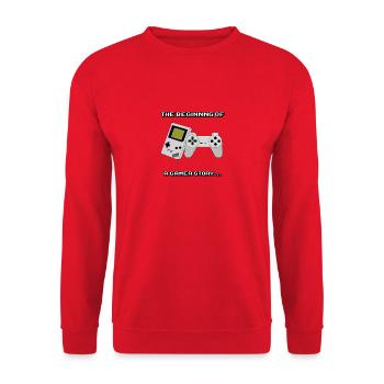 Beginning of a gamer story - Unisex Sweatshirt - red - Front - Alina (178cm) & Michal (187cm)