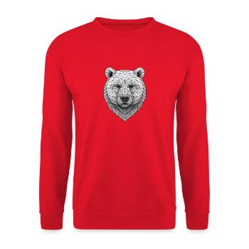 Polygon Bear Face Facet Art Black - Unisex Sweatshirt - red - Front - Alina (178cm) & Michal (187cm)