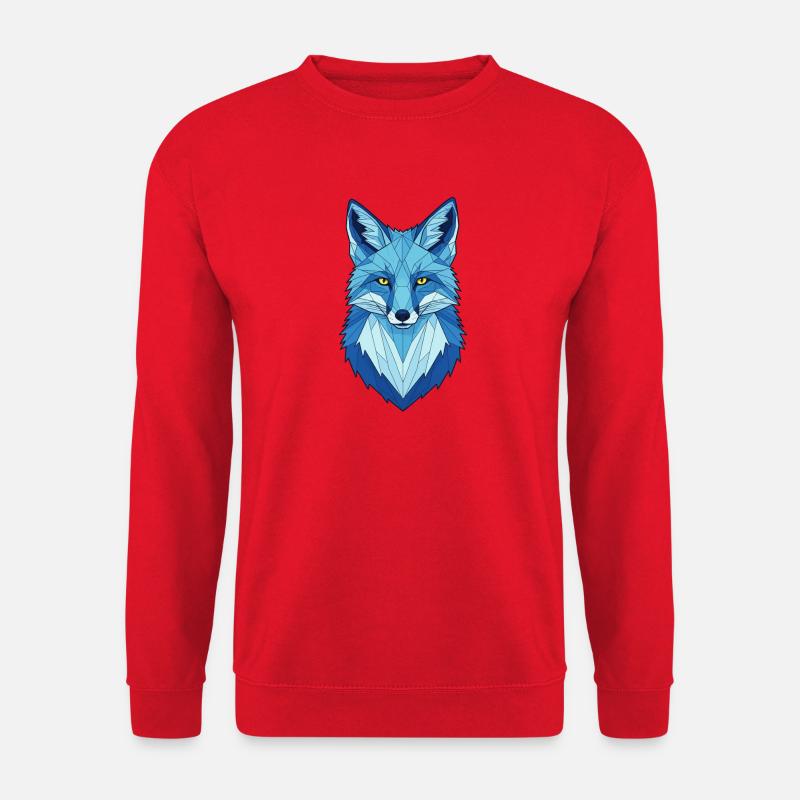Blue Geometric Wolf Head - Unisex Sweatshirt - red