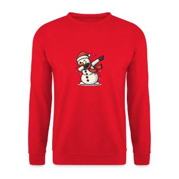 Merry Christmas Snowman - Unisex Sweatshirt - red - Front - Alina (178cm) & Michal (187cm)
