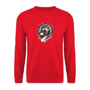 Wolf Ring Splash Attack - Unisex Sweatshirt - red - Front - Alina (178cm) & Michal (187cm)