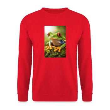 Green frog in sunshine eyes - Unisex Sweatshirt - red - Front - Alina (178cm) & Michal (187cm)