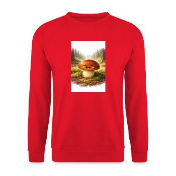Geschenke des Weiten Nordens - Butterpilz - Unisex Pullover - Rot - Vorne - Alina (178cm) & Michal (187cm)