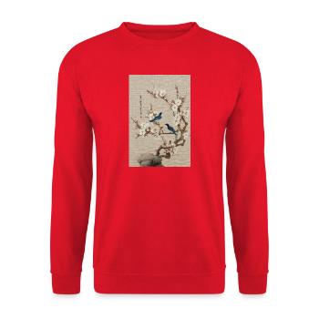 Blossom und Blue Birds Harmonie - Unisex Pullover - Rot - Vorne - Alina (178cm) & Michal (187cm)
