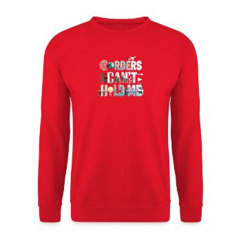 World Traveler Collage: Can't Hold Me - Unisex Sweatshirt - red - Front - Alina (178cm) & Michal (187cm)