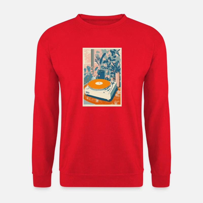 Retro-Vinyl-Gartenszene - Unisex Pullover - Rot