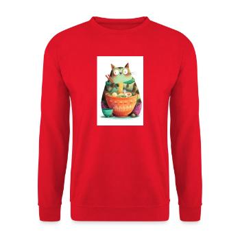 Ramen Cat Feast - Unisex Sweatshirt - red - Front - Alina (178cm) & Michal (187cm)