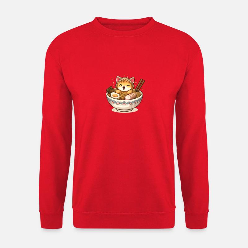Kawaii Ramen Katze Napf - Unisex Pullover - Rot
