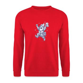 Gnom mit Pilz und Bierglas - Unisex Pullover - Rot - Vorne - Alina (178cm) & Michal (187cm)