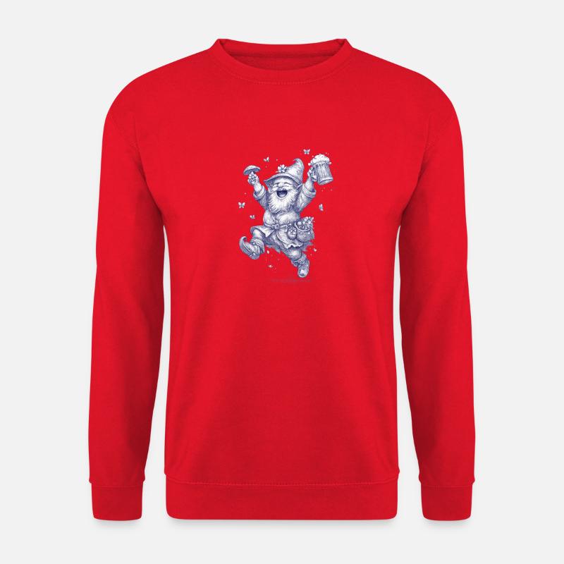 Gnom mit Pilz und Bierglas - Unisex Pullover - Rot