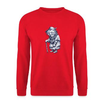 Old Grandma | Old witch with hat and crutch - Unisex Sweatshirt - red - Front - Alina (178cm) & Michal (187cm)