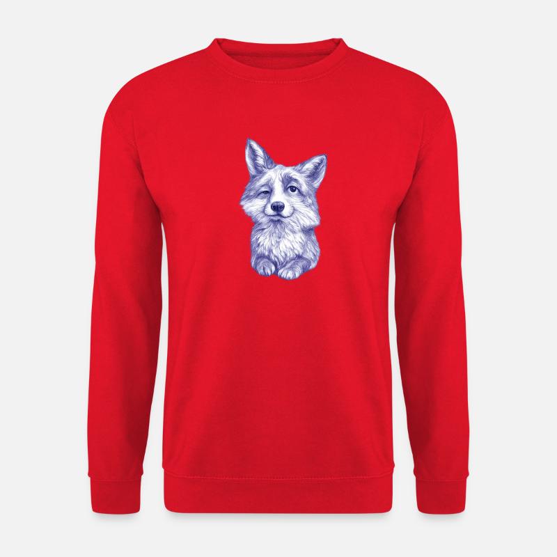 Blauviolette Fuchs-Skizze - Unisex Pullover - Rot