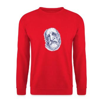 Alter Mann Skizze Porträt - Unisex Pullover - Rot - Vorne - Alina (178cm) & Michal (187cm)
