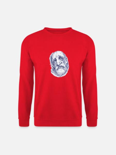 Old Man Sketch Portrait - Unisex Sweatshirt - red