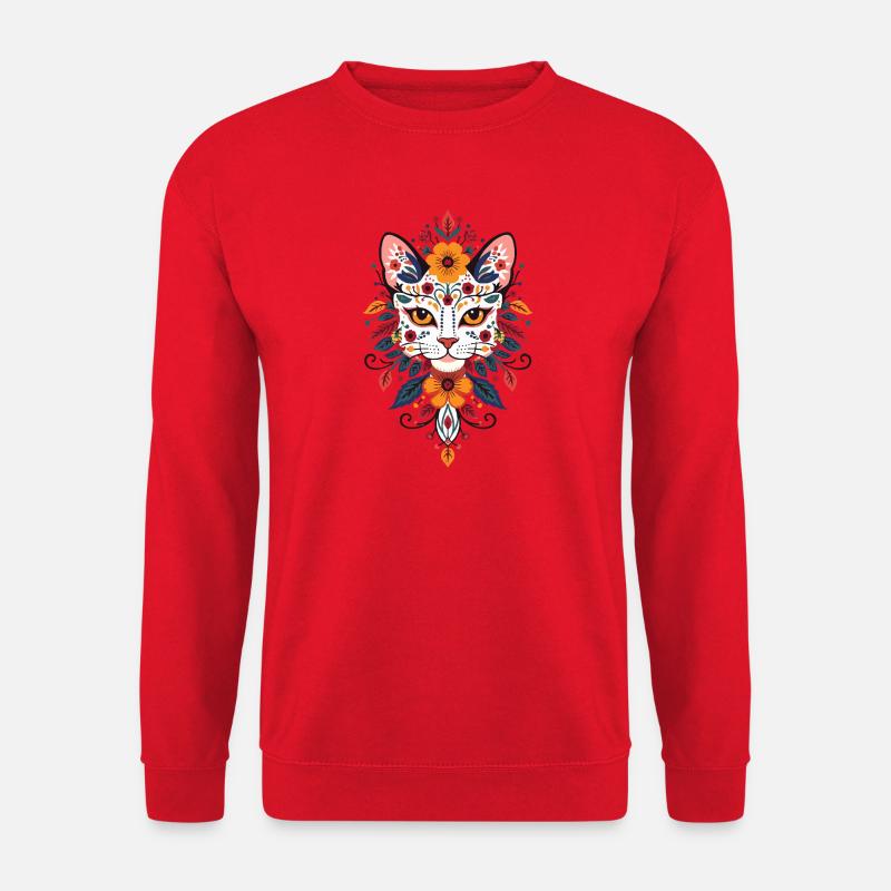 Blumenkatze Floral Stil - Unisex Pullover - Rot