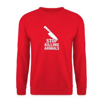 Motif du couteau Stop à la cruauté envers les animaux - Sweat-shirt Unisexe - rouge - Devant - Alina (178cm) & Michal (187cm)