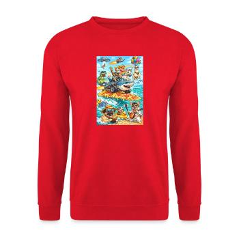 Dino Unicorn Pizza Beach - Unisex Sweatshirt - red - Front - Alina (178cm) & Michal (187cm)