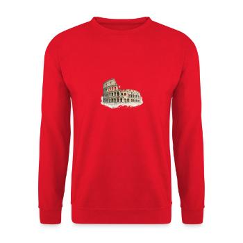 Kolosseum Aquarellskizze - Unisex Pullover - Rot - Vorne - Alina (178cm) & Michal (187cm)