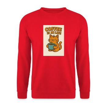 Chat amateur de café dans un style rétro - Sweat-shirt Unisexe - rouge - Devant - Alina (178cm) & Michal (187cm)