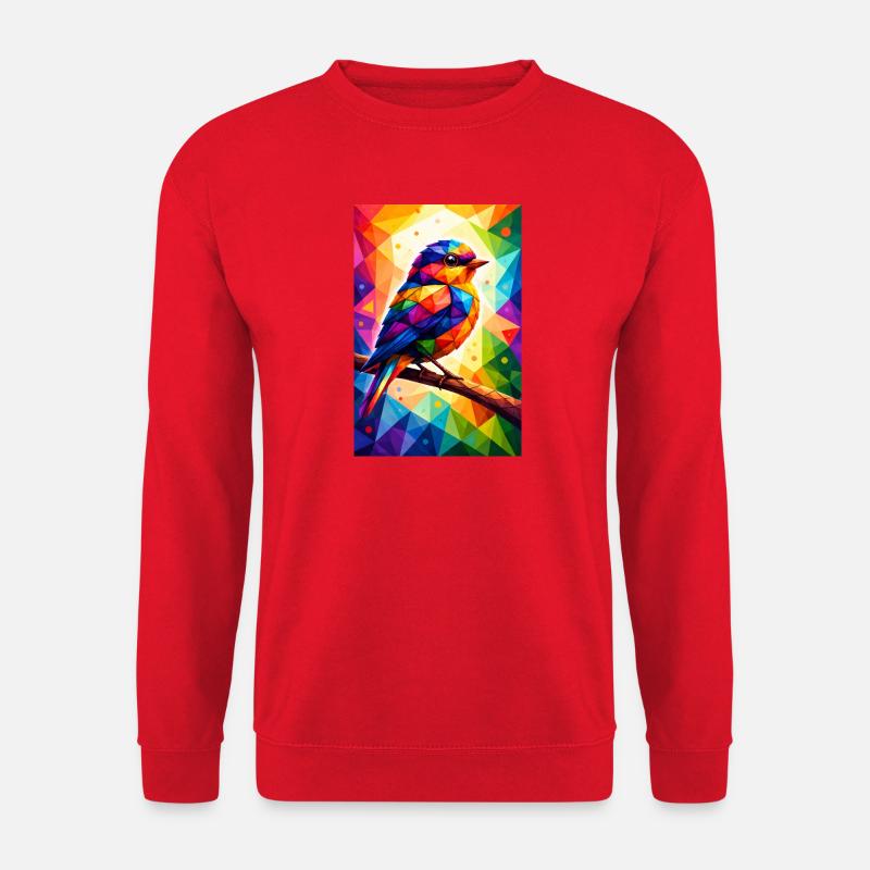 Farbenfroher Vogel im geometrischen Mosaik - Unisex Pullover - Rot
