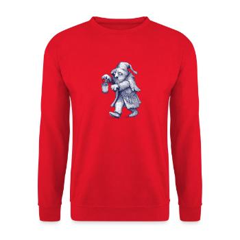 Dwarf | Night walker with lantern - Unisex Sweatshirt - red - Front - Alina (178cm) & Michal (187cm)