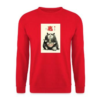 Festin de nouilles du chat de la fortune - Sweat-shirt Unisexe - rouge - Devant - Alina (178cm) & Michal (187cm)