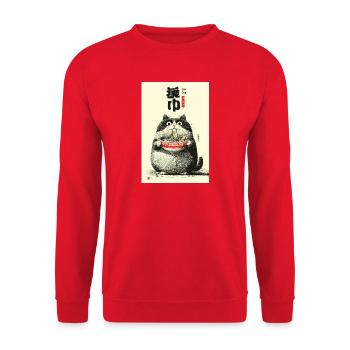 Ramen Cat Portrait - Unisex Sweatshirt - red - Front - Alina (178cm) & Michal (187cm)