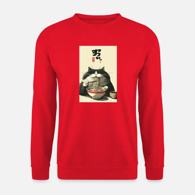 Nudelkatze Zen-Schüssel - Unisex Pullover - Rot