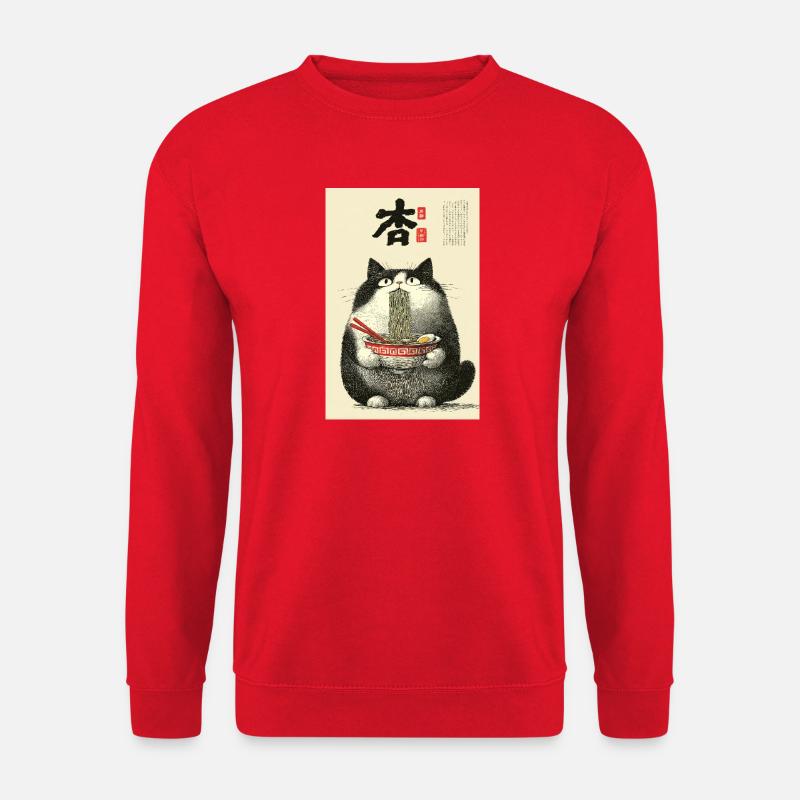 Nudelkatze Ukiyo-e Bowl - Unisex Pullover - Rot