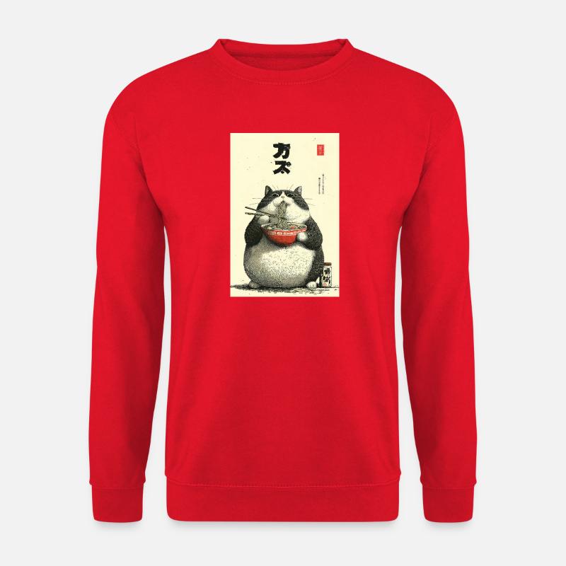 Chonky Cat Ramen Ukiyo-e - Unisex Sweatshirt - red