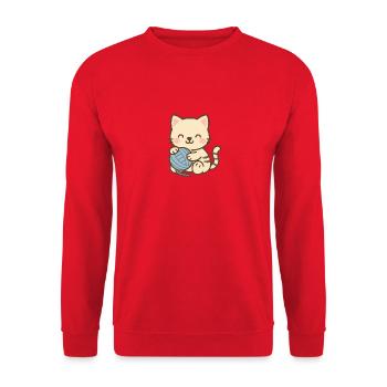 Cute kitten with blue skein - Unisex Sweatshirt - red - Front - Alina (178cm) & Michal (187cm)
