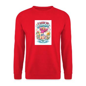 Ich liebe es, florale Freude zu springen - Unisex Pullover - Rot - Vorne - Alina (178cm) & Michal (187cm)