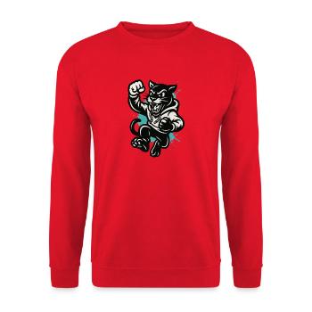 Chat Combattant en Sweat à Capuche - Sweat-shirt Unisexe - rouge - Devant - Alina (178cm) & Michal (187cm)
