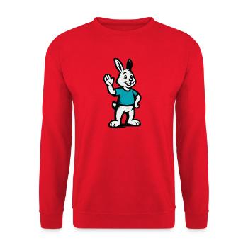 Waving bunny in blue - Unisex Sweatshirt - red - Front - Alina (178cm) & Michal (187cm)