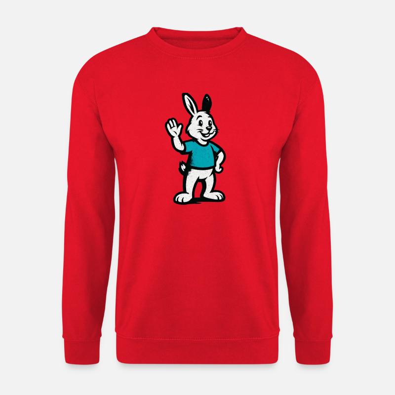 Waving bunny in blue - Unisex Sweatshirt - red