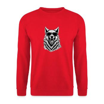 Loup rieur avec des lunettes de soleil - Sweat-shirt Unisexe - rouge - Devant - Alina (178cm) & Michal (187cm)