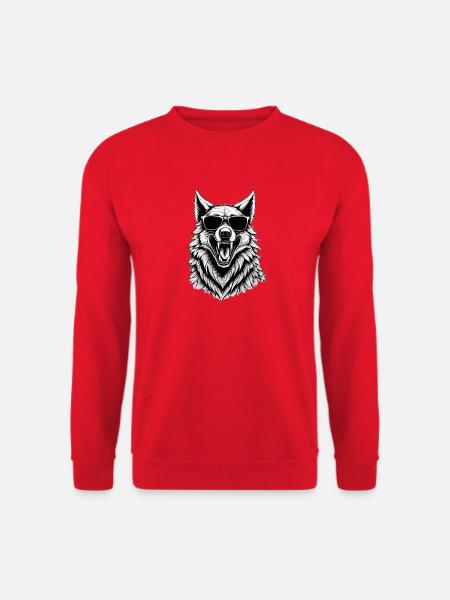 Laughing wolf with sunglasses - Unisex Sweatshirt - red