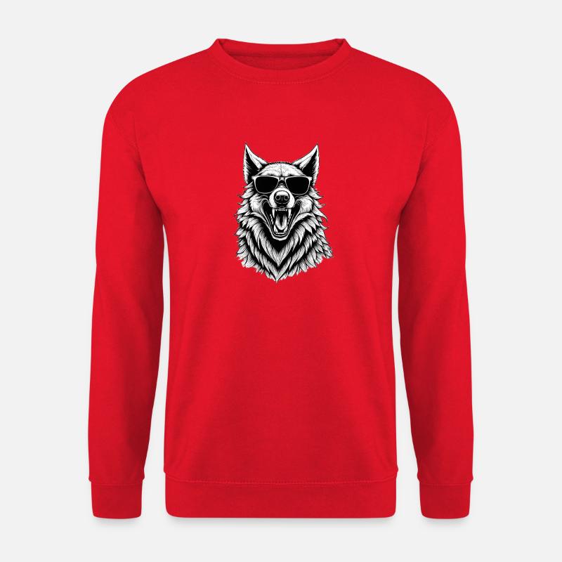 Laughing wolf with sunglasses - Unisex Sweatshirt - red