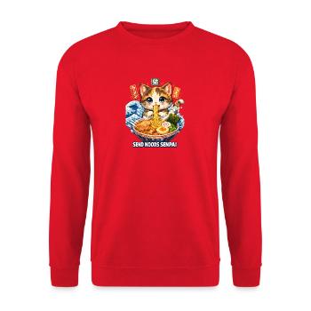 Chats Kawaii Ramen Nouilles Senpai - Sweat-shirt Unisexe - rouge - Devant - Alina (178cm) & Michal (187cm)