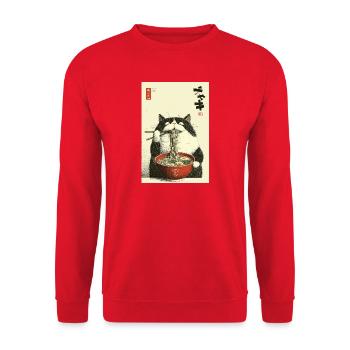 Neko Noodle Joy - Unisex Sweatshirt - red - Front - Alina (178cm) & Michal (187cm)